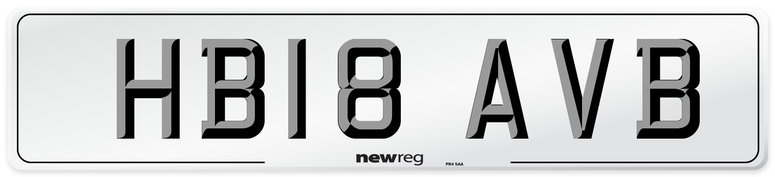 HB18 AVB Number Plate from New Reg